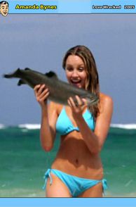 Amanda Bynes In Bikini Holding A Fish