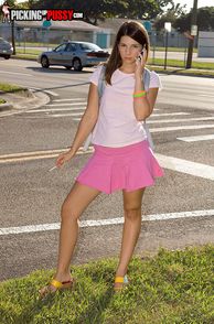 Pink Skirt On A Brunette Coed